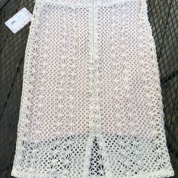 SZ 4 FREE PEOPLE CROCHET LINED PENCIL SKIRT - Picture 2 of 14